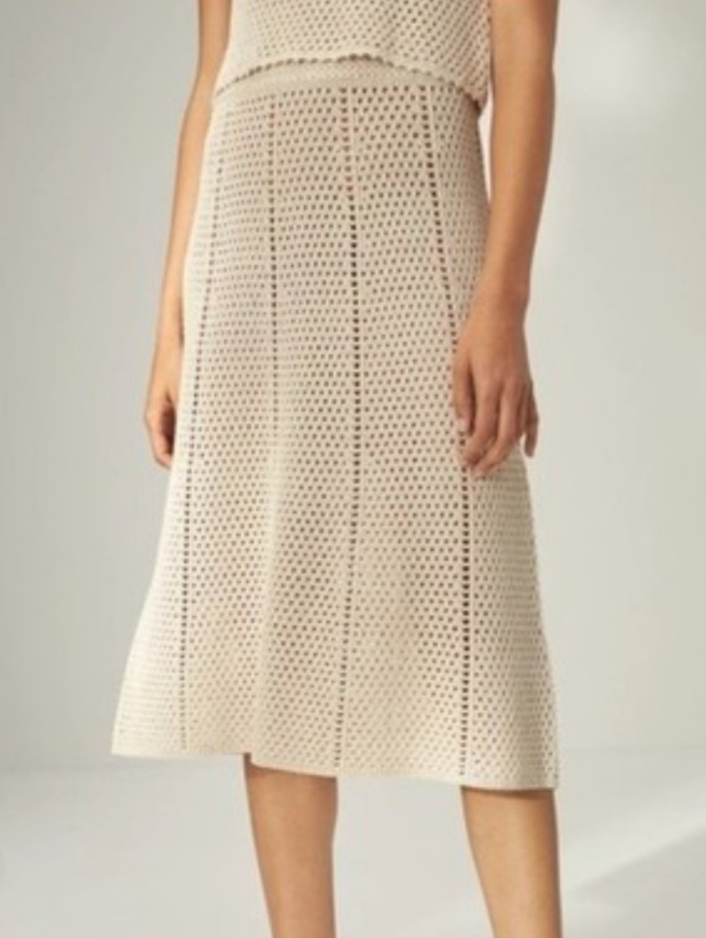 Aritzia Wilfred Evie Crochet Midi Skirt, Birch (Eccru), XXS, Festival Boho Beach